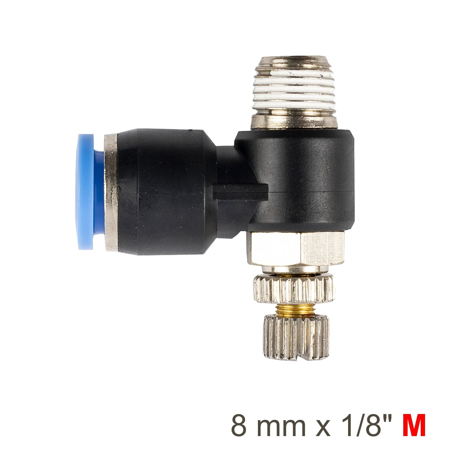 Flow Control Swiv. Elbow Pu 8mm X 1/8' M